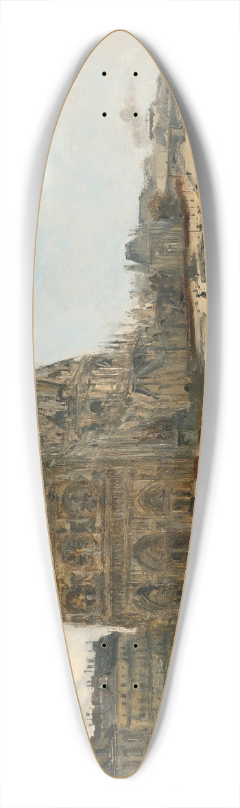 douard-Jacques Dufeu - View Of Paris With Notre Dame 39.3 inch art pintail longboard deck