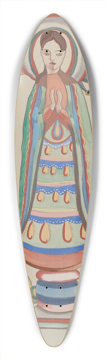 E. Boyd - New Mexico, Bulto, Polychromed Wooden Figure 39.3 inch art pintail longboard deck