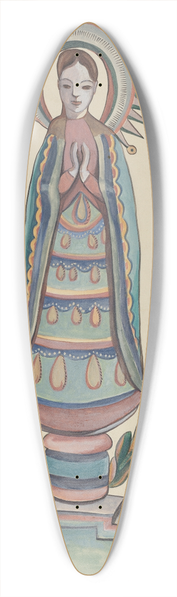 E. Boyd - New Mexico, Bulto, Polychromed Wooden Figure 39.3 inch art pintail longboard deck