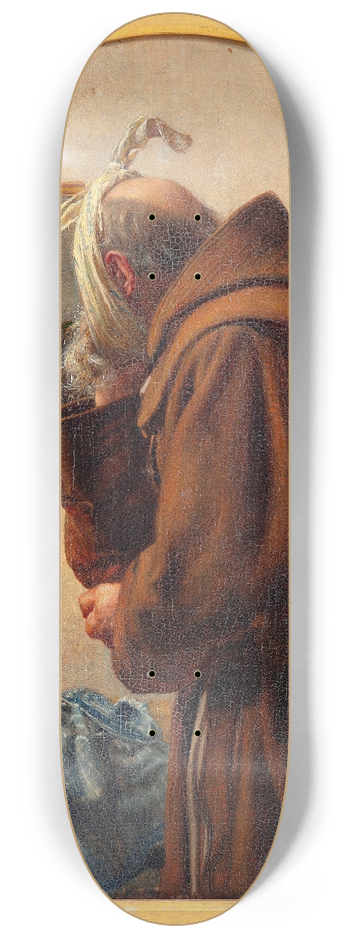 Carl Bloch - A monk examines himself in a mirror 8.25 inch art skate deck