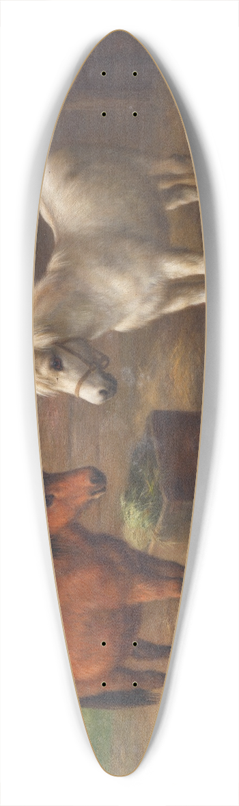 Edgar Hunt - Ponies with cocks and hens 39.3 inch art pintail longboard deck