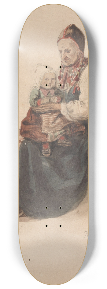 Adolph Tidemand - Kone med barn p fanget, Rttvik 8.25 inch art skate deck