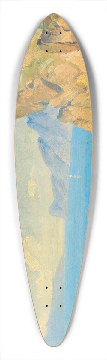 Edmund Von Wrndle - View of Nago on Lake Garda 39.3 inch art pintail longboard deck