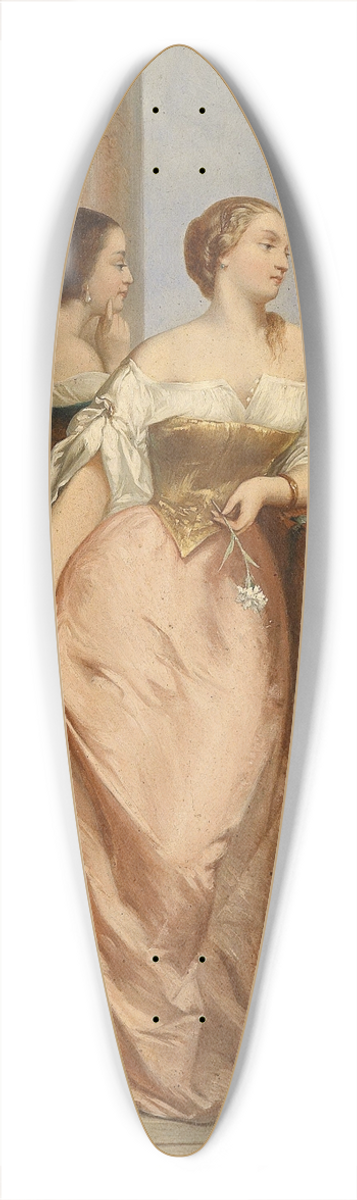 Edouard Hamman - Zwei Damen am Balkon, im Hintergrund San Giorgio Maggiore, Venedig 39.3 inch art pintail longboard deck