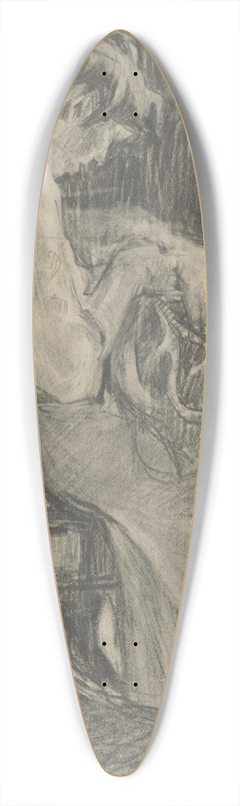 Eduard Putra - Study of a Woman Sewing 39.3 inch art pintail longboard deck
