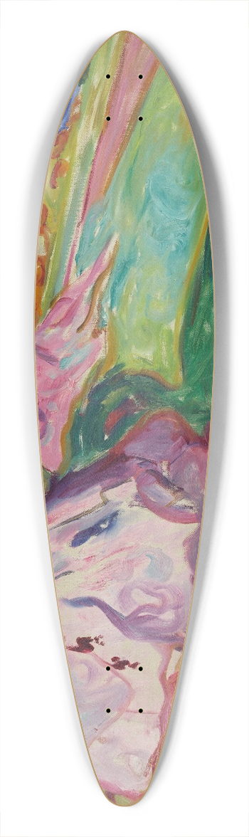 Edvard Munch - Red Rocks by sgrdstrand 39.3 inch art pintail longboard deck