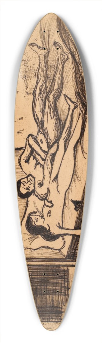 Edvard Munch - The Dead Lovers (Double Suicide) 39.3 inch art pintail longboard deck
