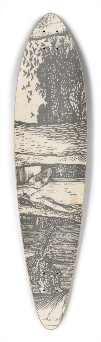 Edward Calvert - The Lady and the Rooks 39.3 inch art pintail longboard deck