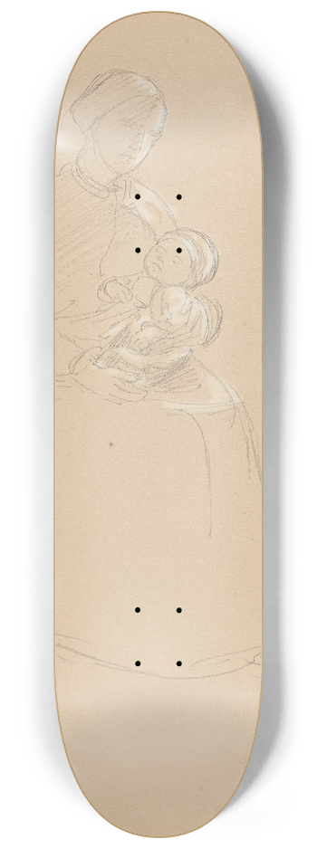 Adolph Tidemand - Kvinne med barn p fanget 8.25 inch art skate deck