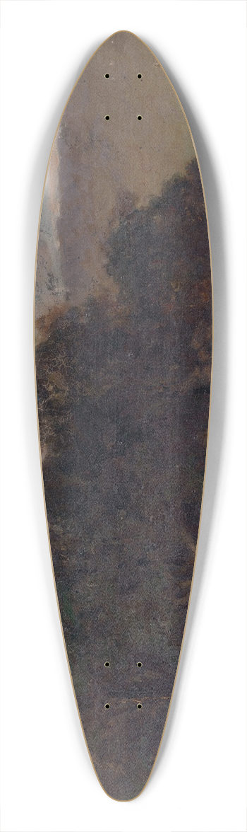 Edward Mitchell Bannister - Untitled (landscape with trees and two cows in meadow) 39.3 inch art pintail longboard deck