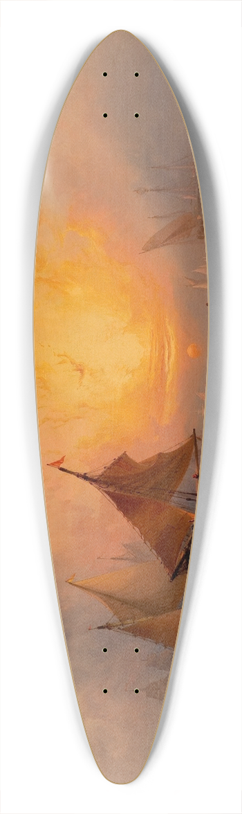 Edward Moran - Ships at Sunset (New York Harbor Sunset) 39.3 inch art pintail longboard deck