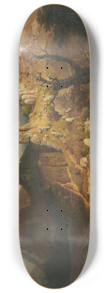 Carl Dahl - Landscape with rugged cliffs and mountain lake 8.25 inch art skate deck