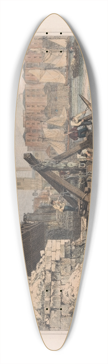 Edward William Cooke - Demolition of the Great or Chapel Pier of Old London Bridge 39.3 inch art pintail longboard deck