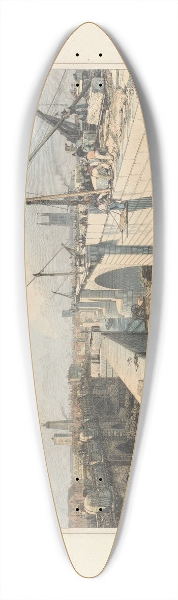 Edward William Cooke - The Old and New London Bridge 39.3 inch art pintail longboard deck