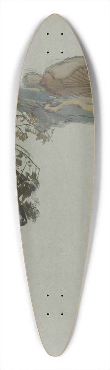 Edwin Austin Abbey - Figures standing beneath a tree 39.3 inch art pintail longboard deck