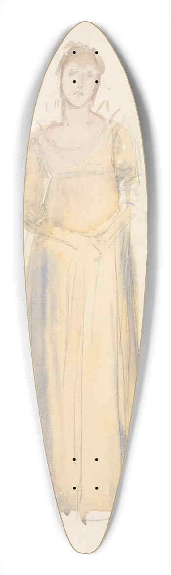 Edwin Austin Abbey - Sketch of a woman (dressed in yellow) 39.3 inch art pintail longboard deck