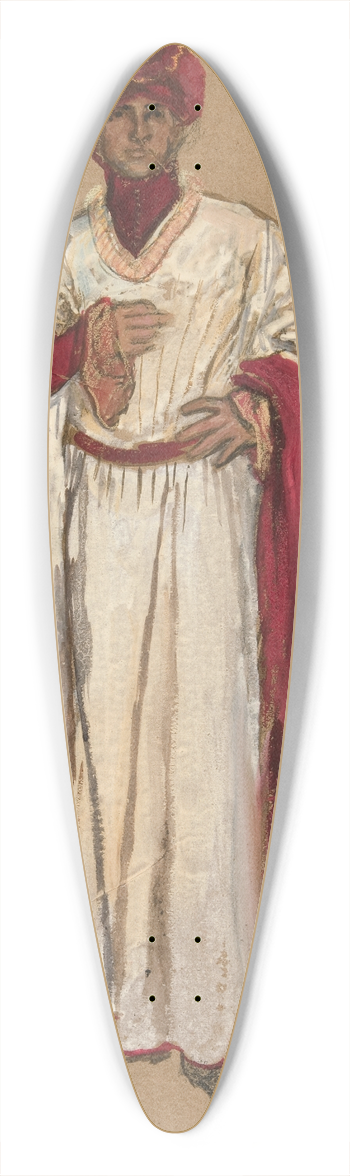 Edwin Austin Abbey - Unidentified man in a red robe, costume sketch for King Richard II 39.3 inch art pintail longboard deck