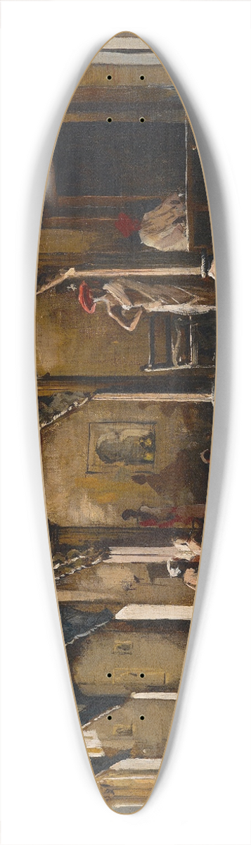 Edwin Lord Weeks - Merchants along a street in Bombay 39.3 inch art pintail longboard deck