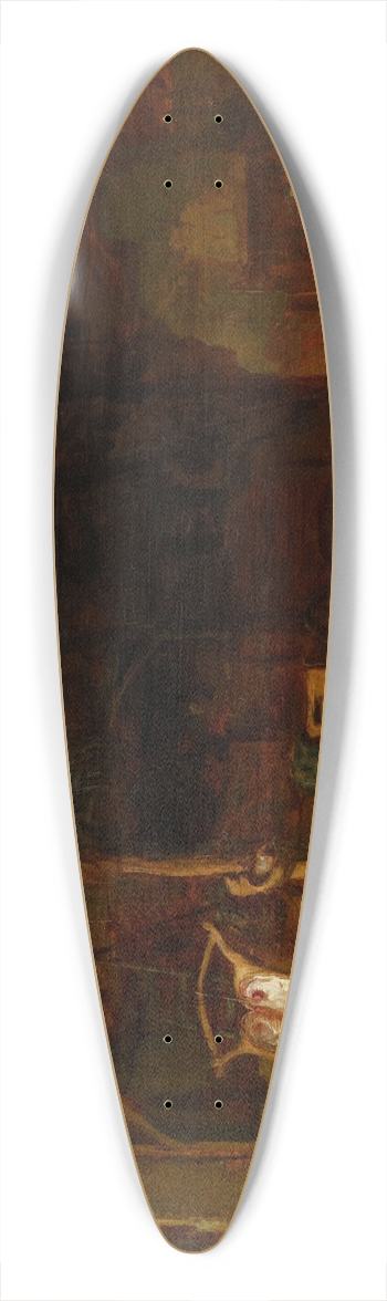 Egbert van der Poel - Interior of a Barn 39.3 inch art pintail longboard deck