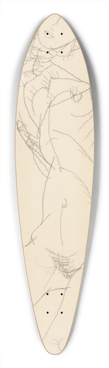 Egon Schiele - Seminude with Arms Raised 39.3 inch art pintail longboard deck