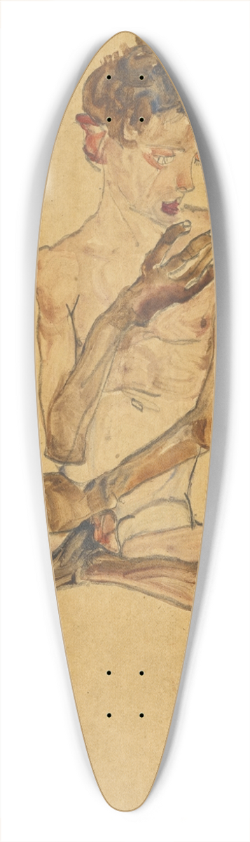 Egon Schiele - Sitzender Junge (Seated Boy) 39.3 inch art pintail longboard deck