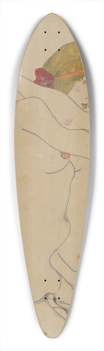 Egon Schiele - Two Women Embracing 39.3 inch art pintail longboard deck