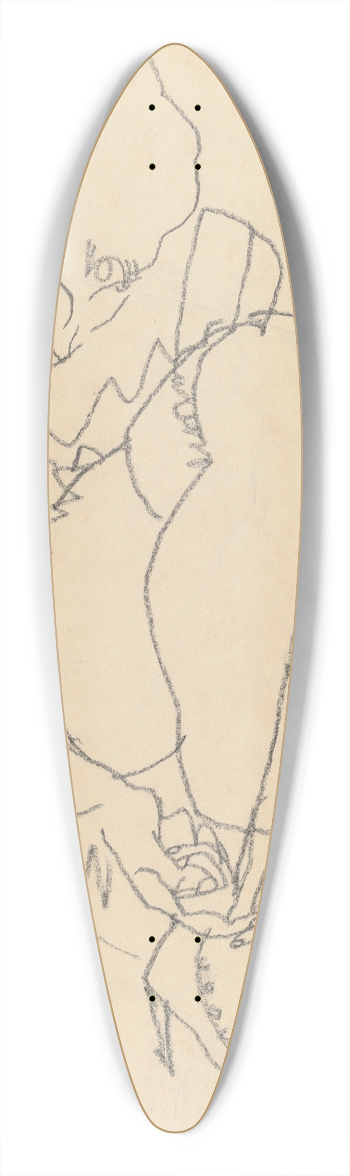 Egon Schiele - Woman Buttoning Her Shoes 39.3 inch art pintail longboard deck