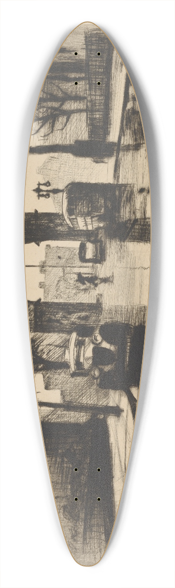Elias Grossman - Rainy Day on the Square 39.3 inch art pintail longboard deck