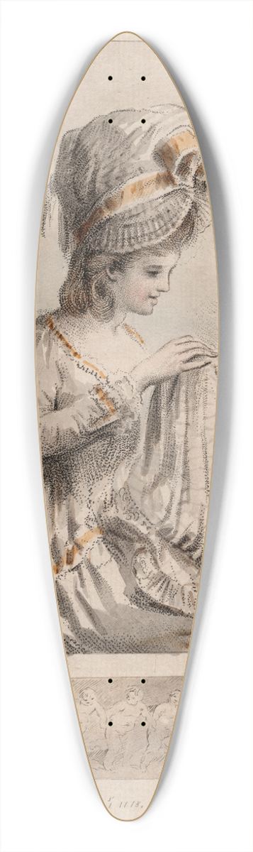 Elias Martin - Young Woman Sewing 39.3 inch art pintail longboard deck