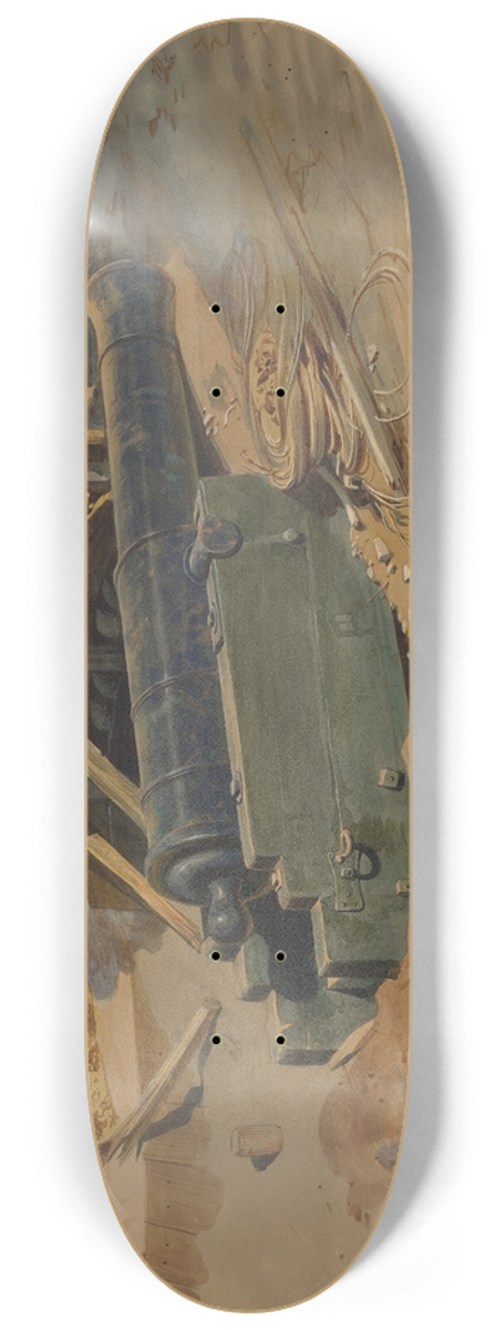 Carl Friedrich Heinrich Werner - Cannon by a Bulwark 8.25 inch art skate deck