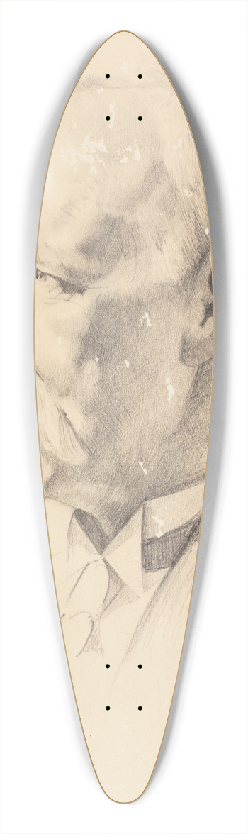 Elizabeth Berry - Untitled. (Mans head) 39.3 inch art pintail longboard deck
