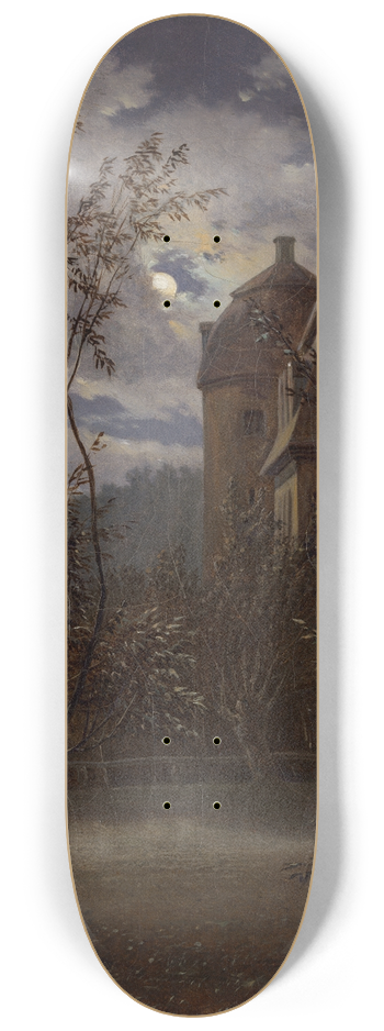 Carl Gustav Carus - Schloss Milkel in Moonlight 8.25 inch art skate deck