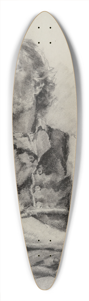 Enrique Serra Auqu - Study of a seated man holding a crucifix 39.3 inch art pintail longboard deck