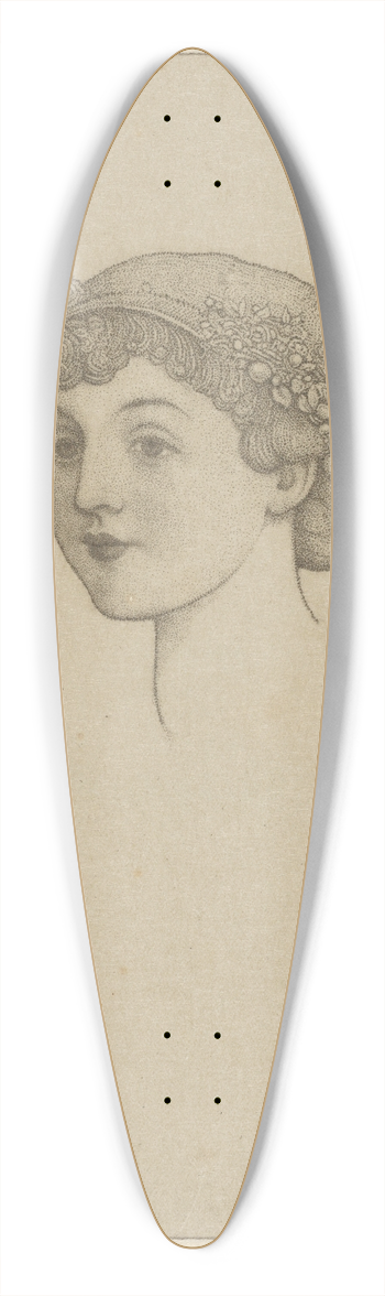 Ernest Haskell - Portrait of a girls head with flowers in her hair 39.3 inch art pintail longboard deck