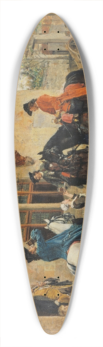Ernest Meissonier - Halt at an Inn 39.3 inch art pintail longboard deck