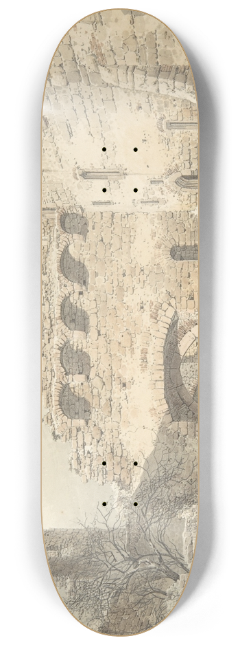 Carl Julius von Leypold - Winter View of the Courtyard of a Medieval Castle in Ruins 8.25 inch art skate deck