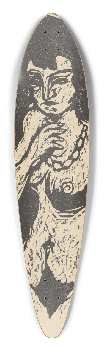 Ernst Ludwig Kirchner - Mdchenakt mit Selbstbildnis.  Nacktes Mdchen mit Kette 39.3 inch art pintail longboard deck