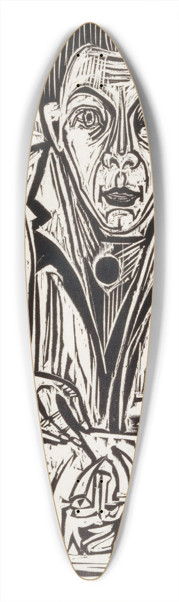 Ernst Ludwig Kirchner - Selbstbildnis, holzschneidend 39.3 inch art pintail longboard deck