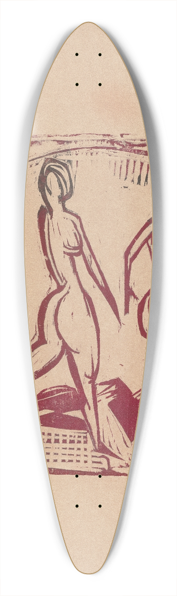 Ernst Ludwig Kirchner - Two Girls Bathing 39.3 inch art pintail longboard deck