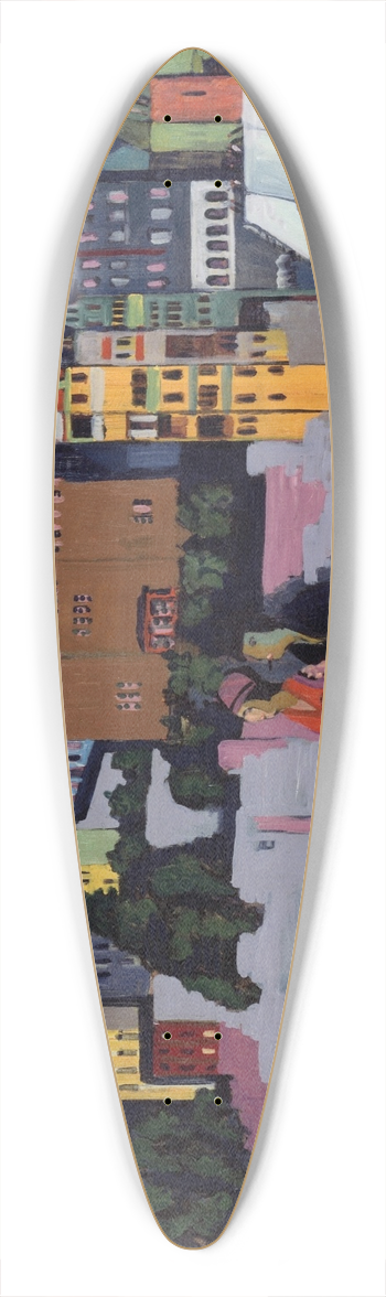 Ernst Ludwig Kirchner - View of Basel and the Rhine 39.3 inch art pintail longboard deck