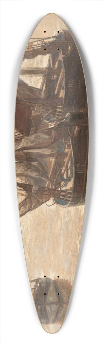 Erwin Carl Wilhelm Gnther - Boats in the harbour 39.3 inch art pintail longboard deck