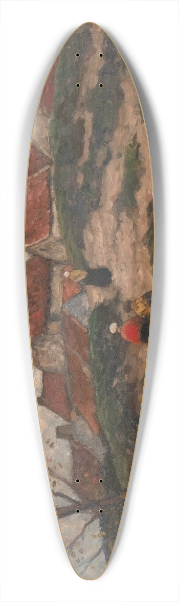 Eugen Kampf - Village in the dunes 39.3 inch art pintail longboard deck