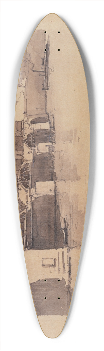 Eugne Bjot - Dmolition du pont Notre-Dame 39.3 inch art pintail longboard deck