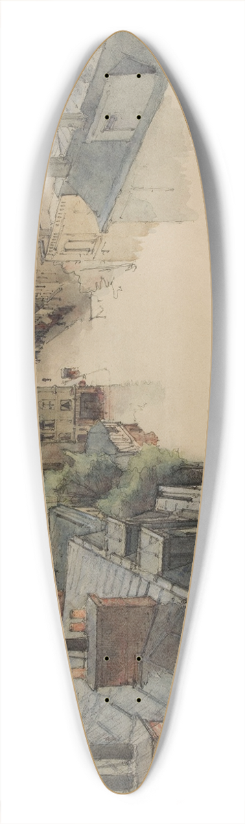 Eugne Bjot - Paris vu des hauteurs de Montmartre. 39.3 inch art pintail longboard deck
