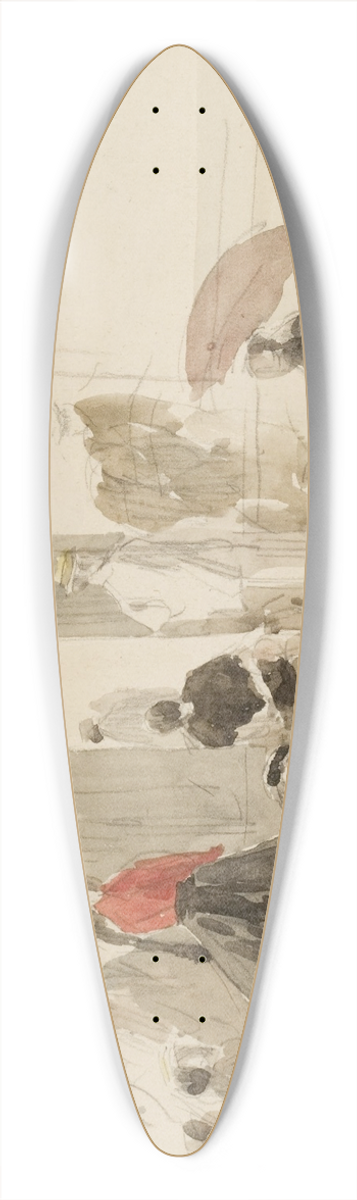 Eugne Boudin - Crinolines and Cabins 39.3 inch art pintail longboard deck