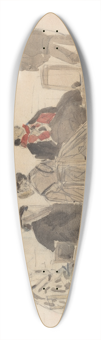 Eugne Boudin - Four Ladies Seated at Trouville 39.3 inch art pintail longboard deck