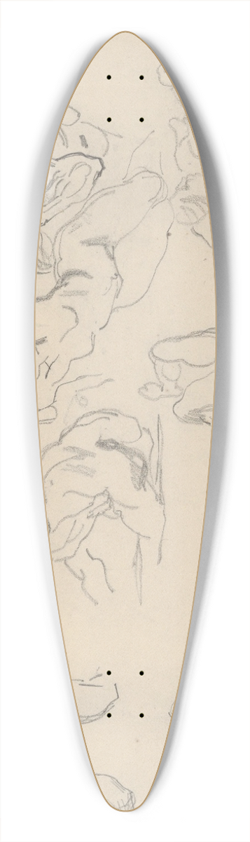 Eugne Delacroix - Figure Studies after Rubenss Fall of the Rebel Angels 39.3 inch art pintail longboard deck