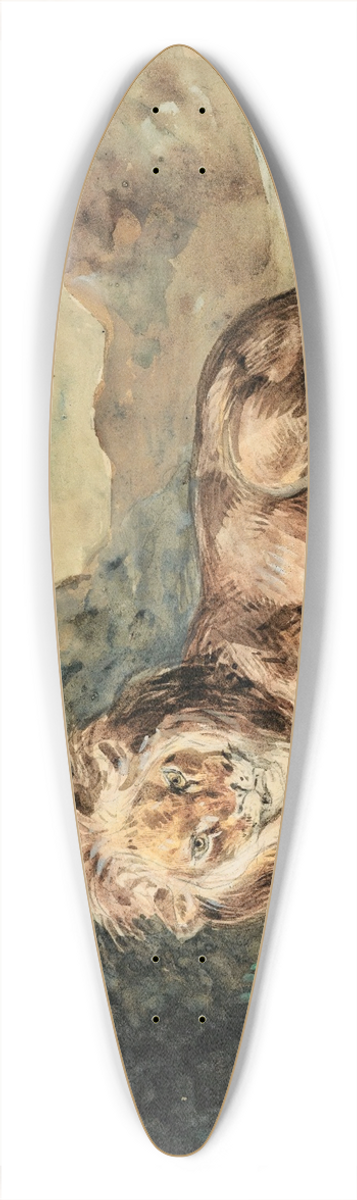 Eugne Delacroix - Lying LionIn A Landscape 39.3 inch art pintail longboard deck