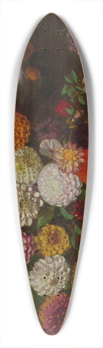 Eugne Delacroix - Still Life with Dahlias, Zinnias, Hollyhocks and Plums 39.3 inch art pintail longboard deck