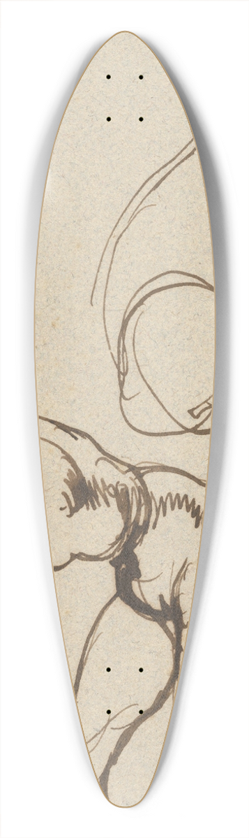 Eugne Delacroix - Studies of a Lion and a Female Nude 39.3 inch art pintail longboard deck